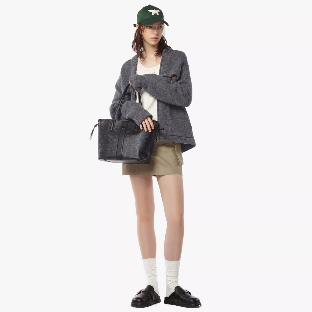 MCM Liz Reversible Visetos Shopper Black Large w/ Pouch Dust Bag